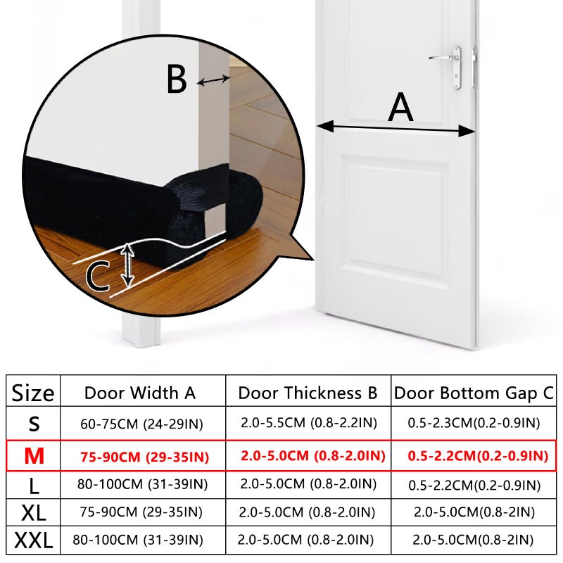 BKSAI Door Draft Stopper for Doors 29-35"" No Adhesive Draft Stopper for Bottom of Door Draught Excluder Under Door Wind Blocker Reduce Noise Draught Excluder Sweep Sound Proof(Black) - Image 2